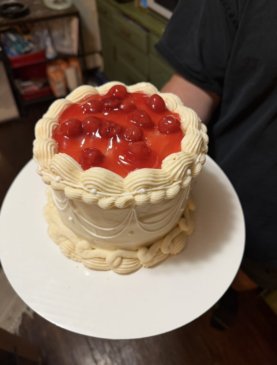 Cherry topped custom cake