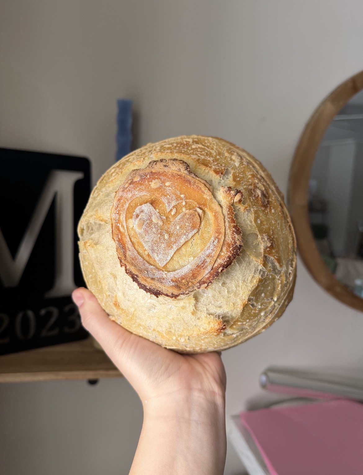 Sourdough loaf with heart design